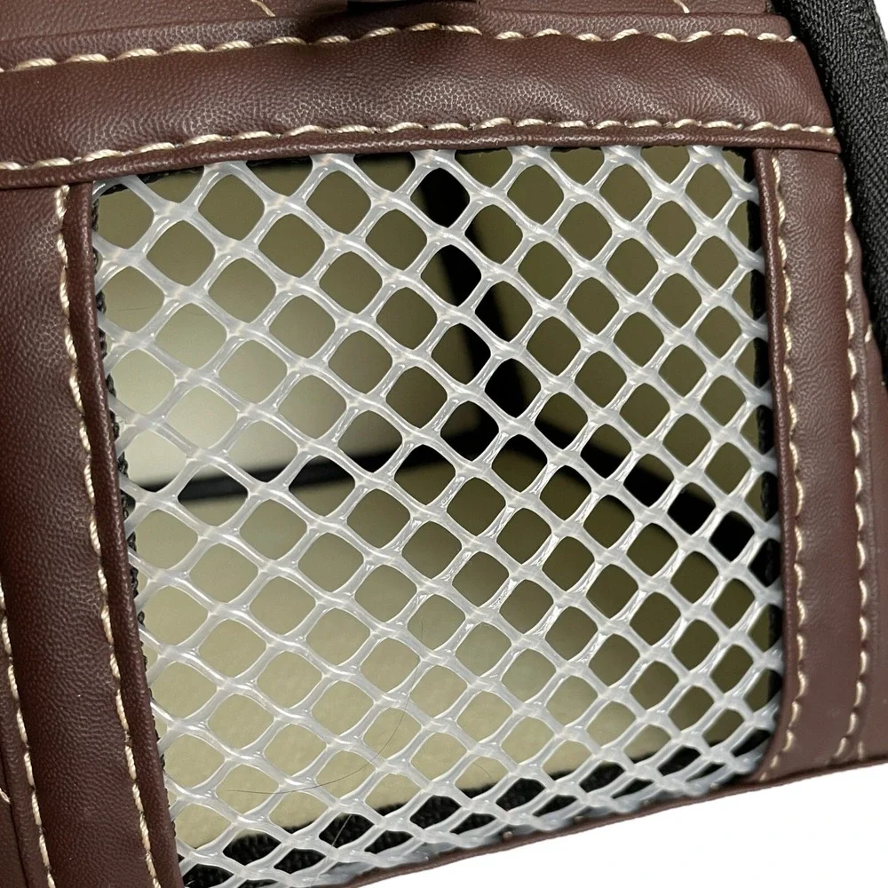 Small Pet Carrier Travel Bag Strap Hamster Gerbil Mouse Ventilated Brown Vinyl